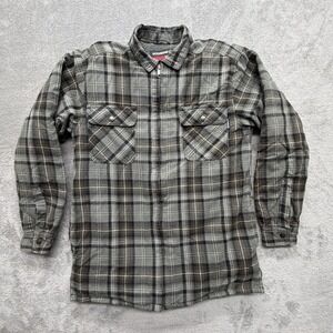 Wolverine Shirt Jacket Mens Medium Gray Plaid Sherpa Lined Full‎ Zip Workwear